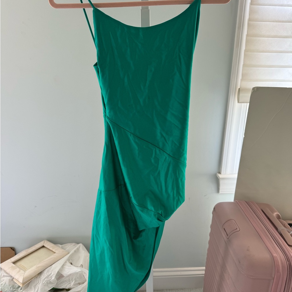 Super down green asymmetrical dress - Picture 2 of 2
